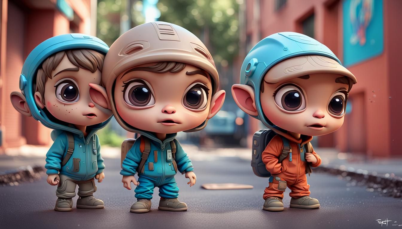 E.T. Chibi Characters in Pixar-Disney 3D Style