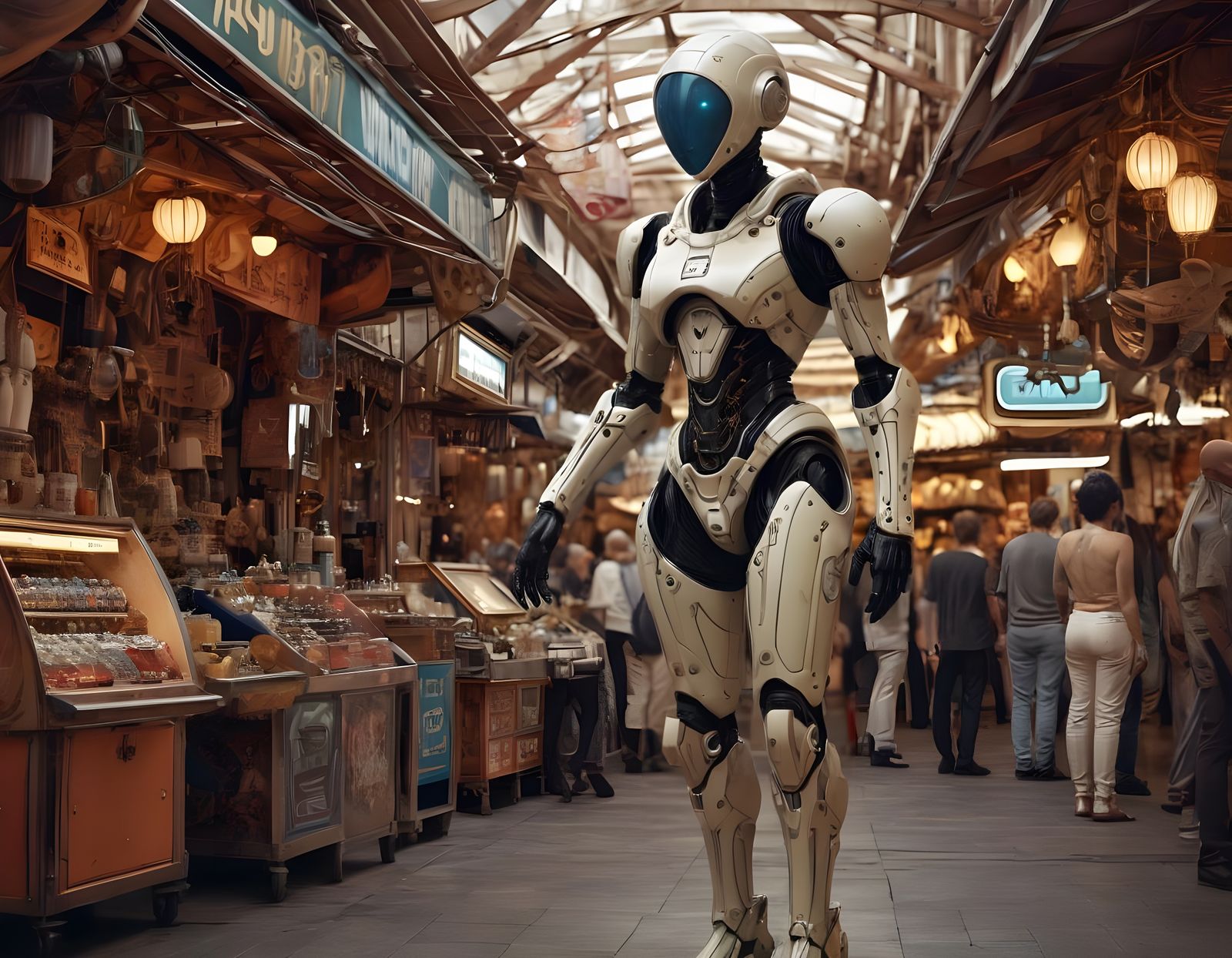 Stunning Portrait of an Alien Biped in Exotic Bazaar