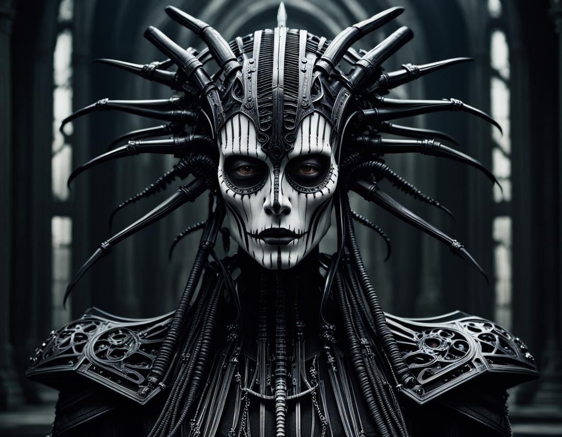 Gothic Dieselpunk Android Mystic in Machine Noir Style