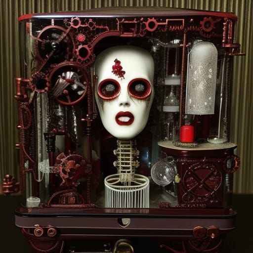 Steampunk Horror Music Box with Ceramic Elements