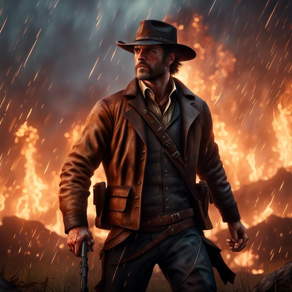 Fiery Showdown: Gunslinger's Last Stand