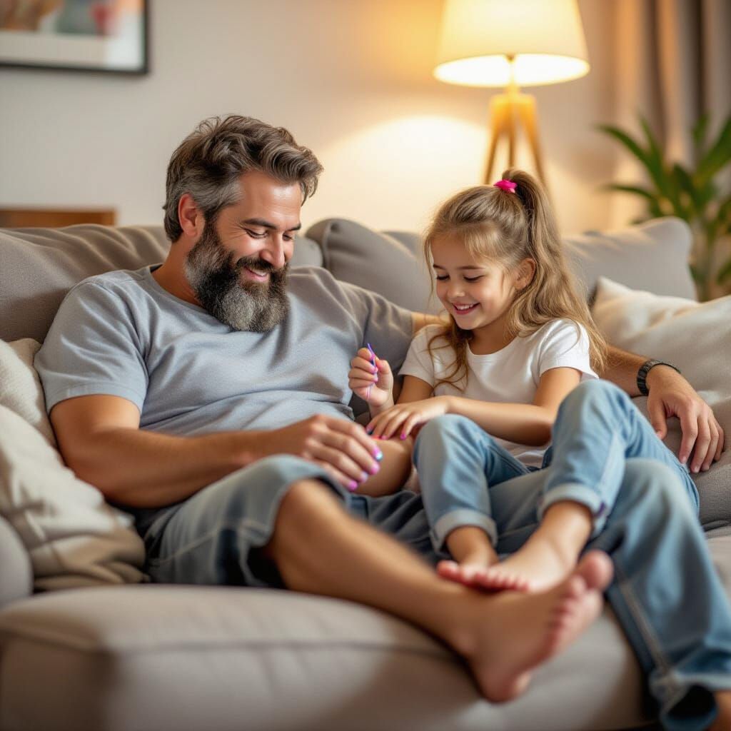 Father's Toes Get a Colorful Makeover