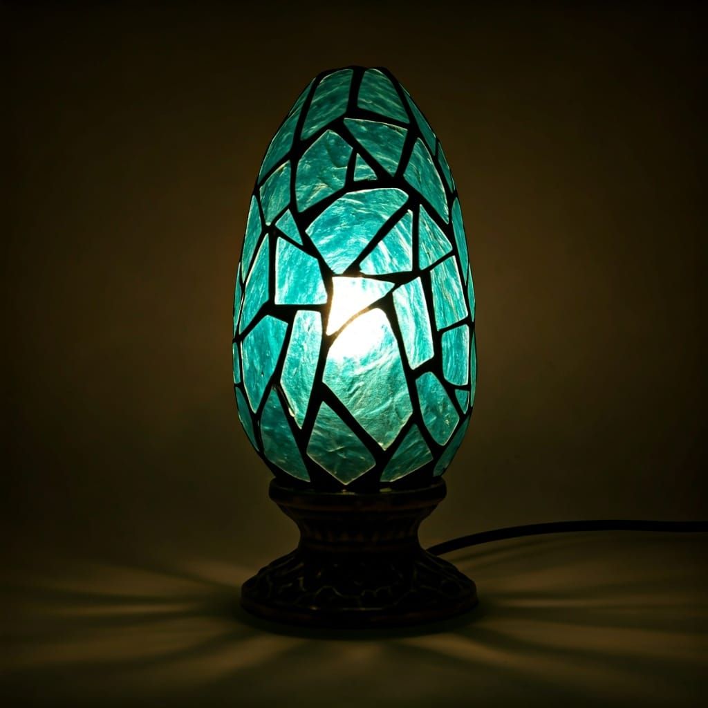 Intricate Turquoise Gemstone Lamp in Art Nouveau Style