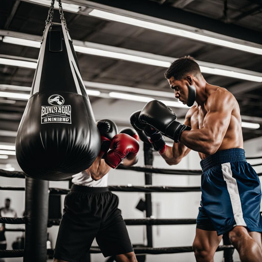 Boxer Training with Punching Bag
