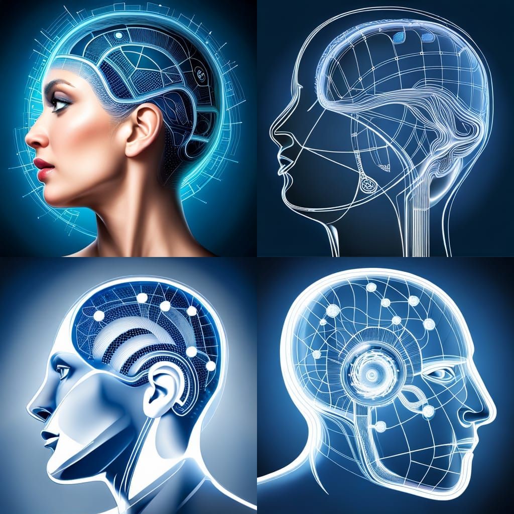 Robotic Brain Blueprint Plan with Detailed Views