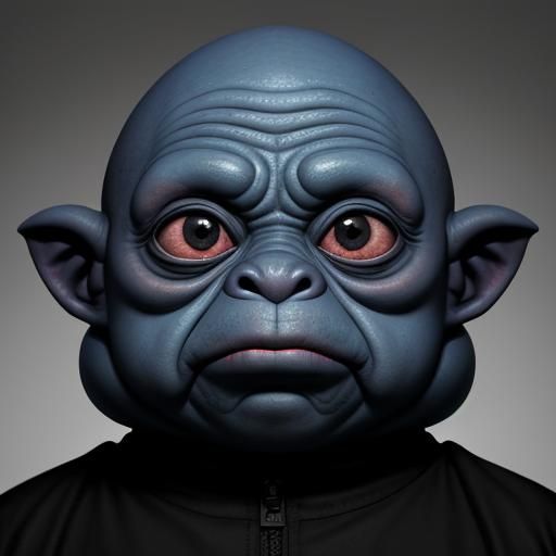 Blue Alien Kobold with Hood in Hyperrealistic Style