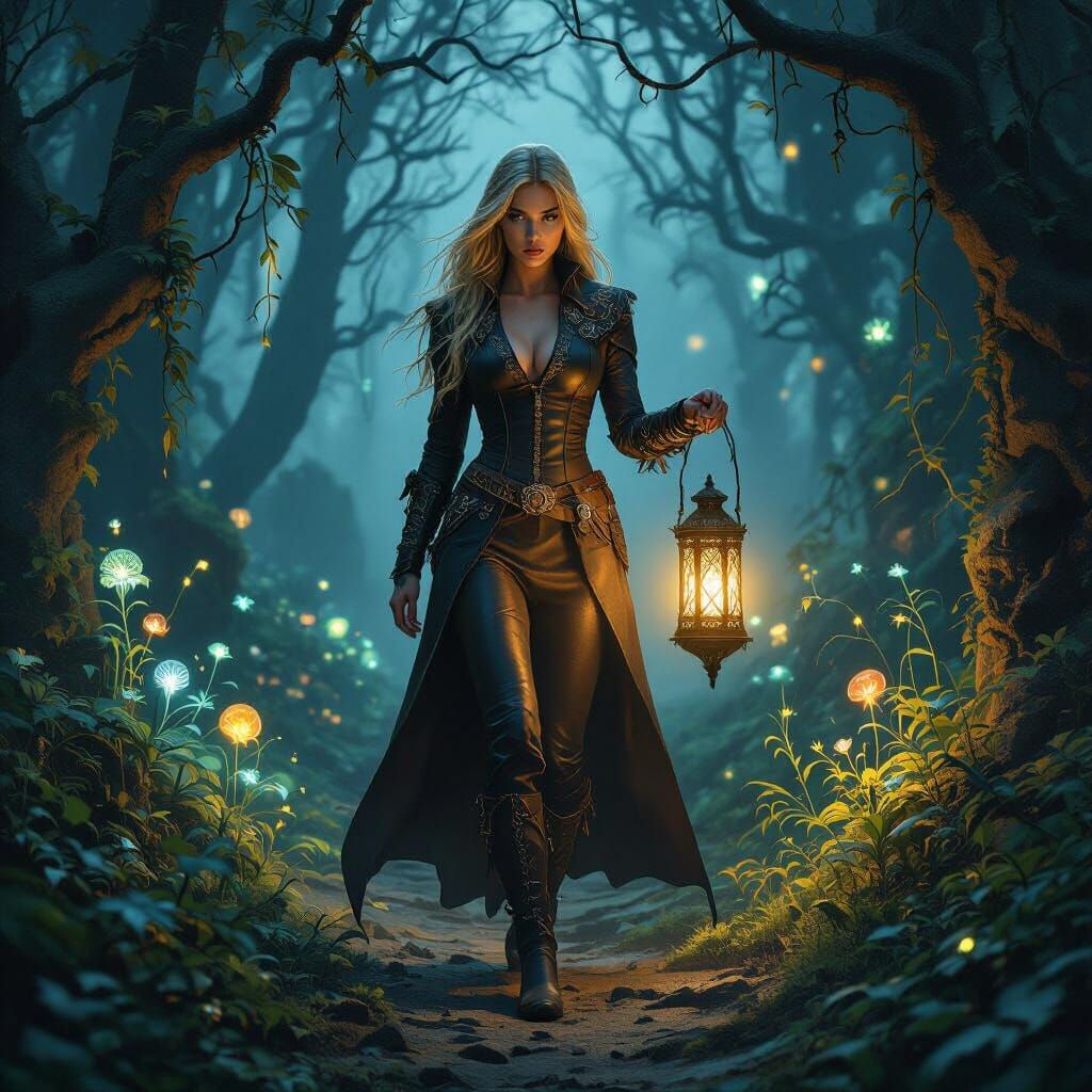 Twilight Forest Wanderer in Dark Fantasy Style