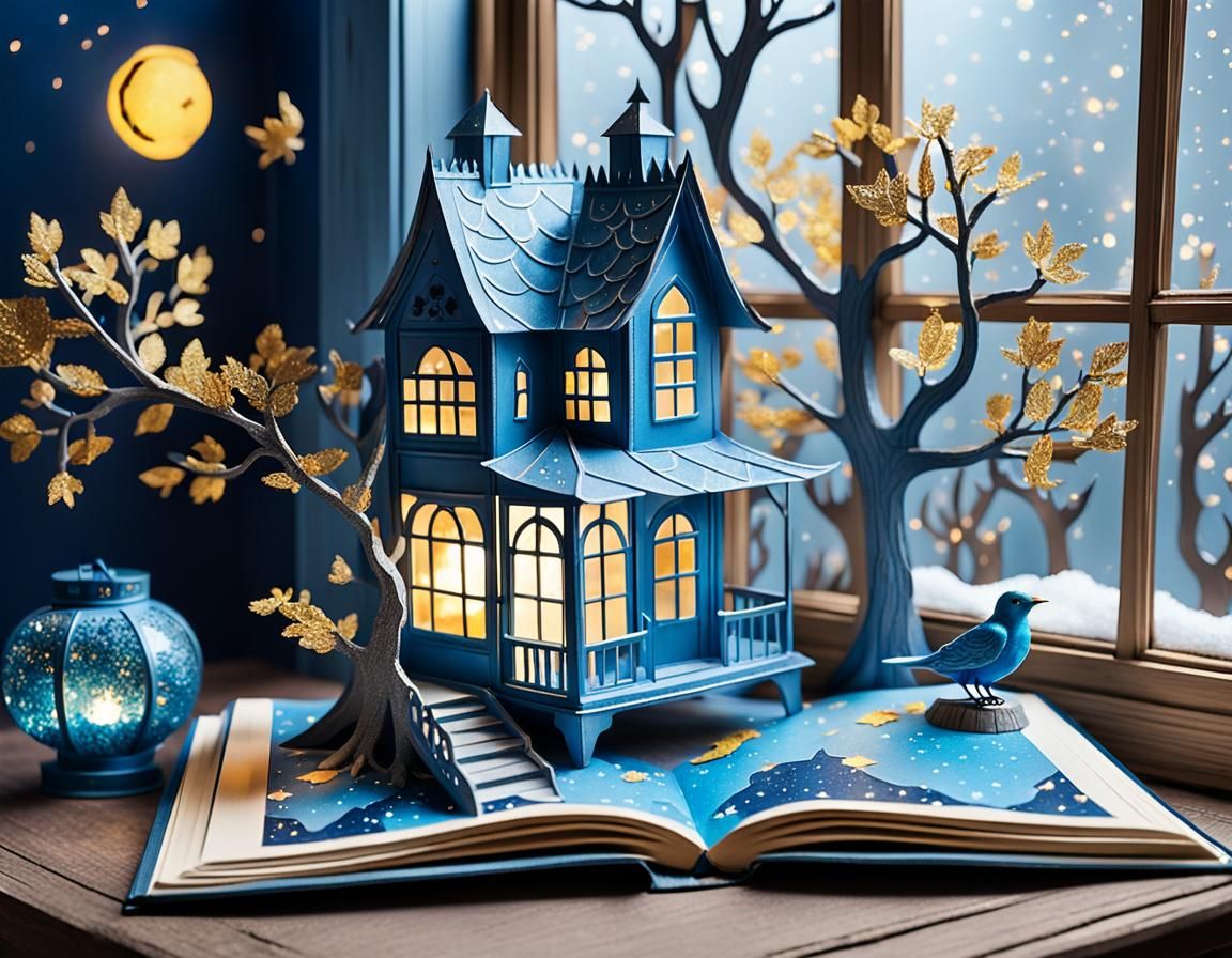 pop-up book on the table near the window, colorful pop-up bo...