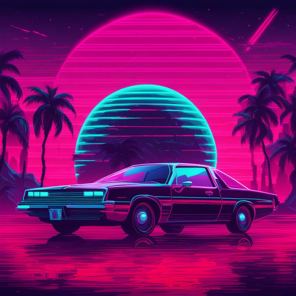 Blood in Synthwave Neon Retro Style