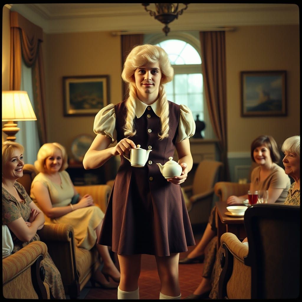 Surreal 1960s-Inspired Portrait of a Young Man in a Fitted A...