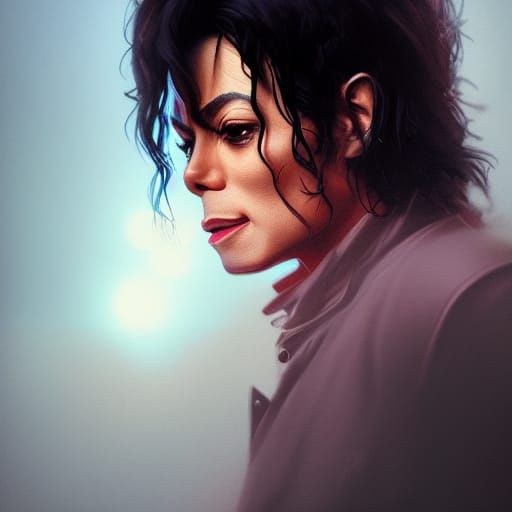 Michael Jackson Sad Portrait, Hyperdetailed Concept Art