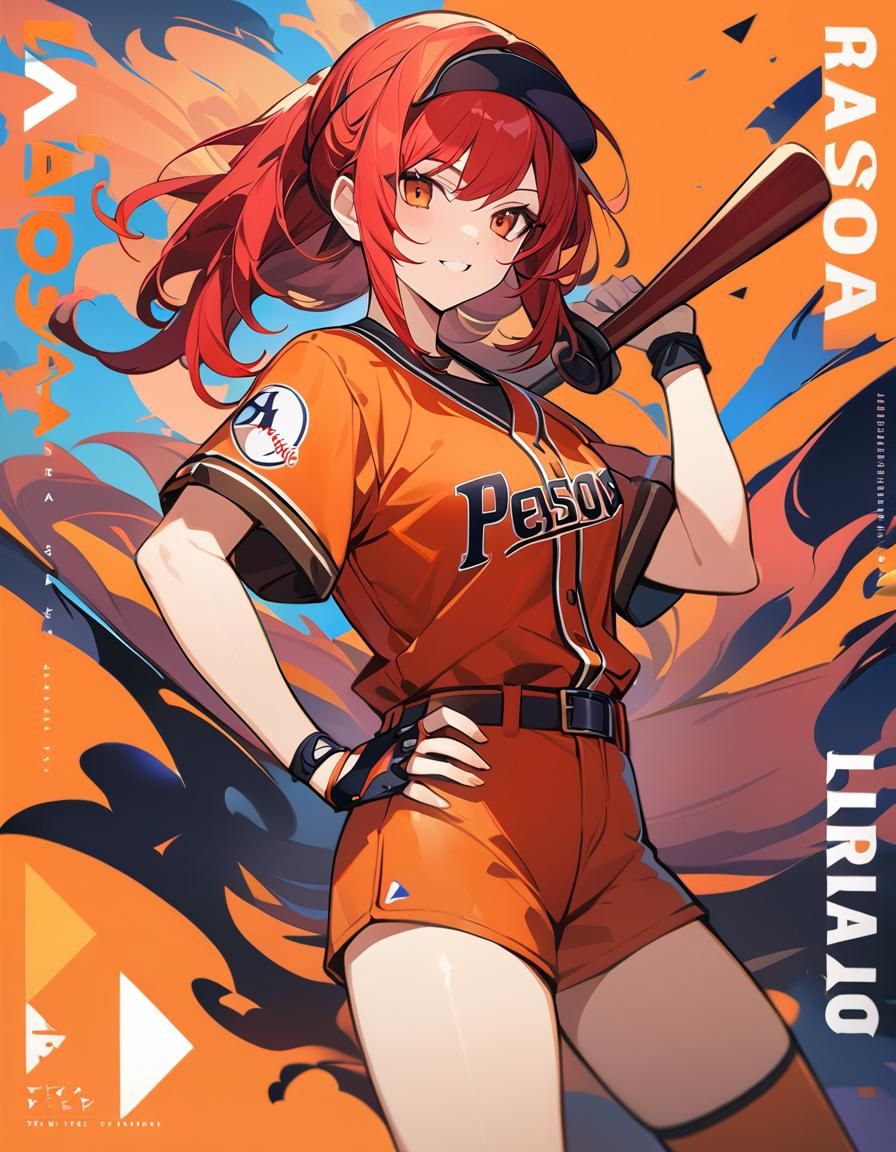 Red-Haired Baseball Player in Persona Style