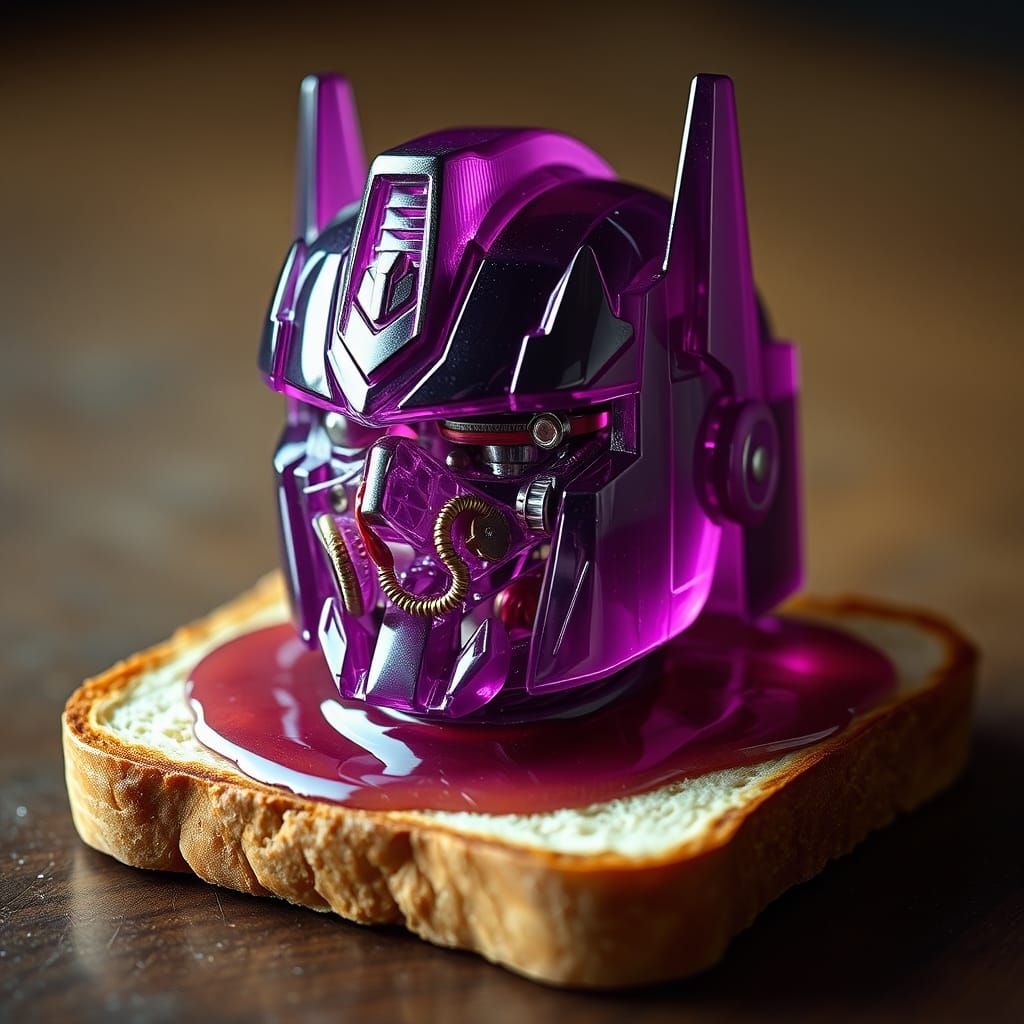 Grape Jelly Transforms into Metallic Optimus Prime