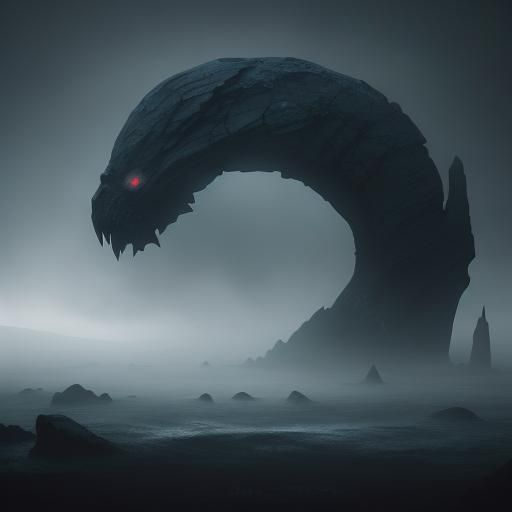 Surreal Stone Eye in Misty Midnight Atmosphere