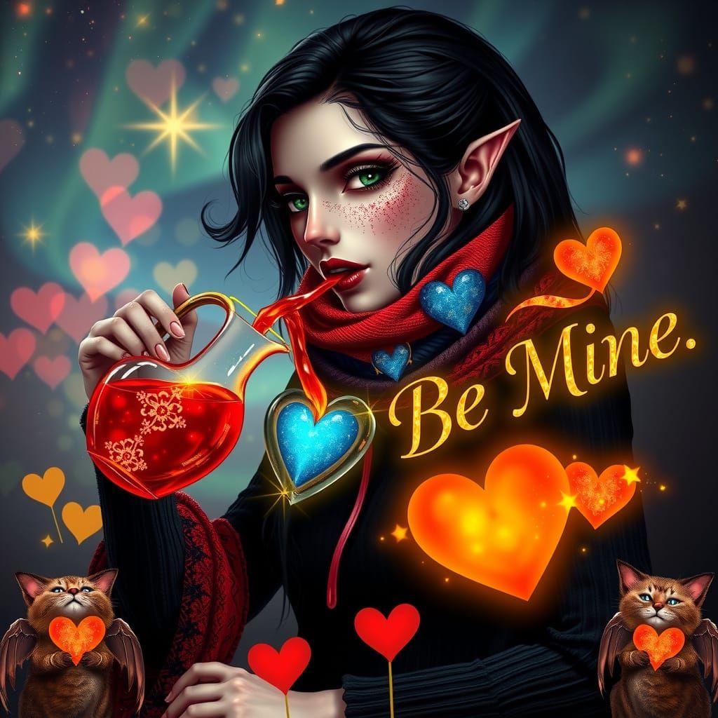 Ethereal Vampire Valentine's Day Card with Celestial Nightti...