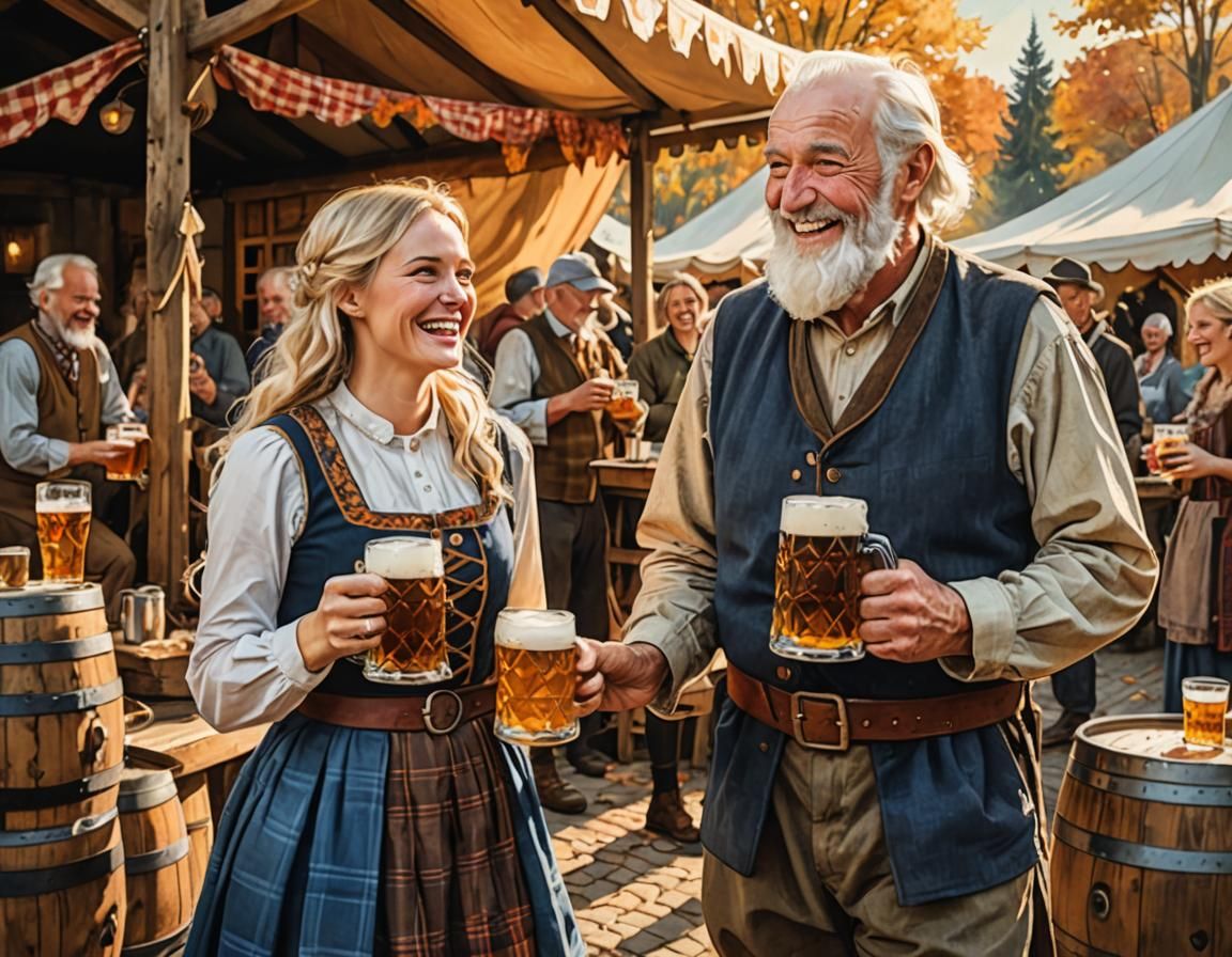 German Happiness: Beer and Smiles on an Autumn Day