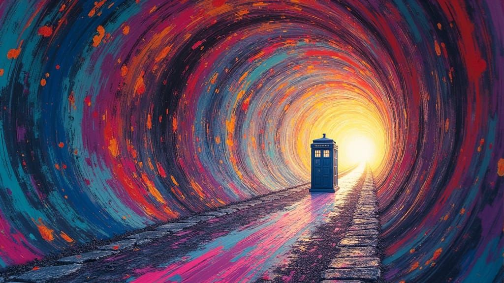 Psychedelic Wormhole Tunnel in Vibrant Graffiti Style