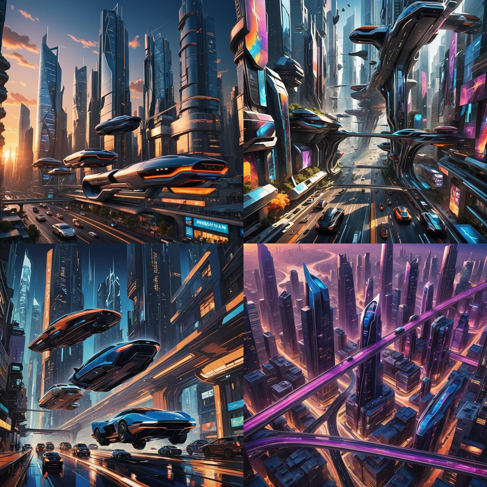 Futuristic Cityscape with Flying Cars in Unreal Engine