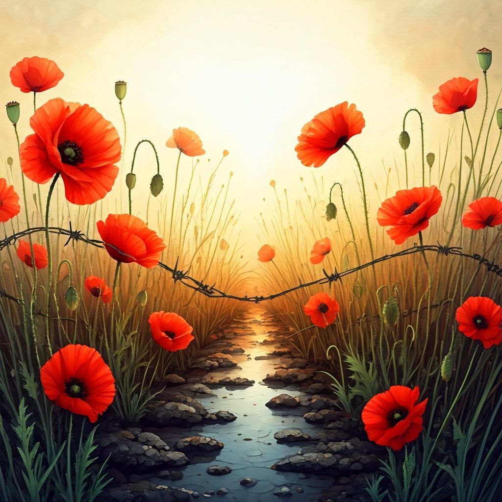 Poppies Bloom in Flanders Field, Watercolour Style