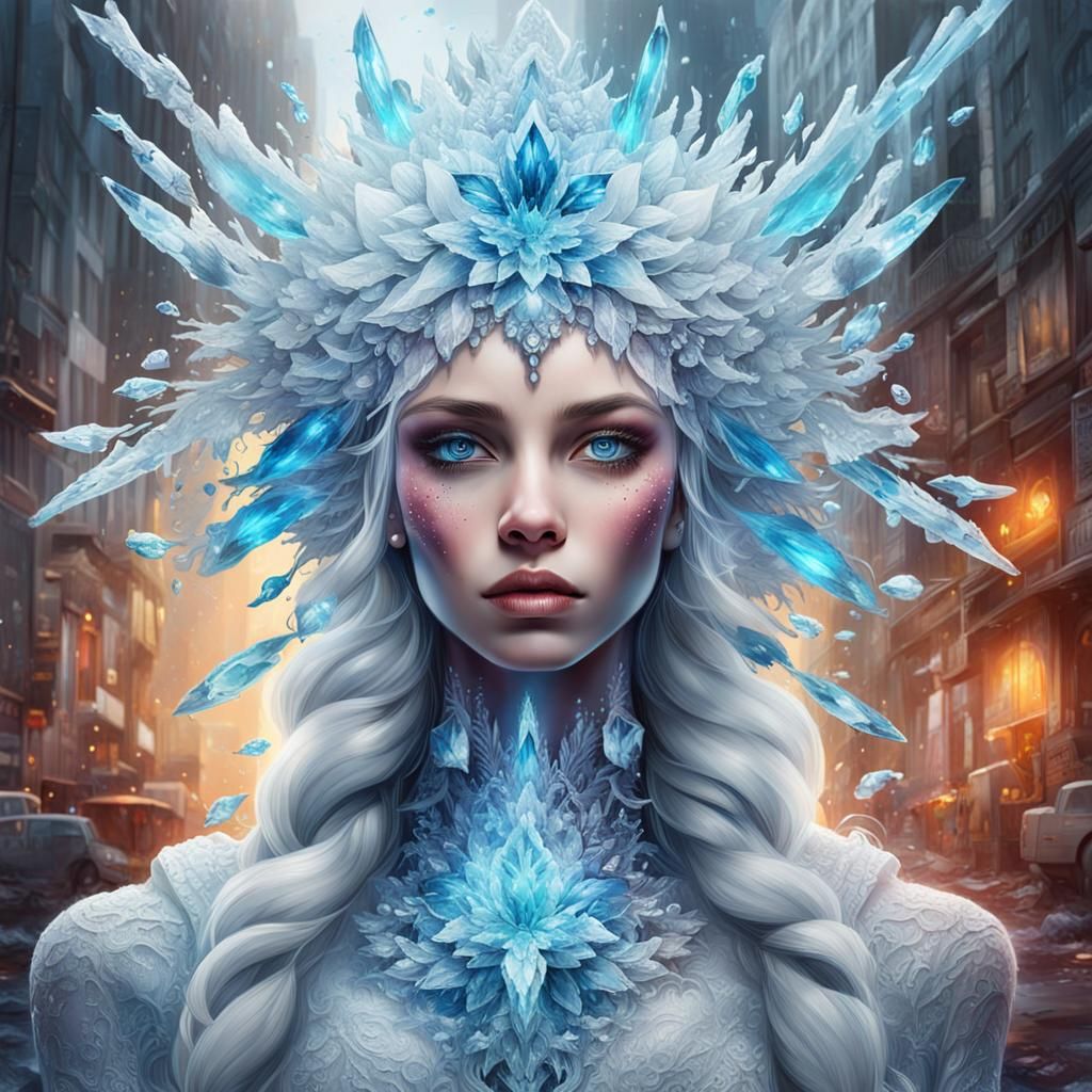 Ice Queen Digital Graffiti Art: Polychromatic Detail