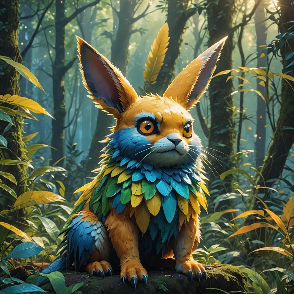 Patamon in Forest, Fantasy Concept Art