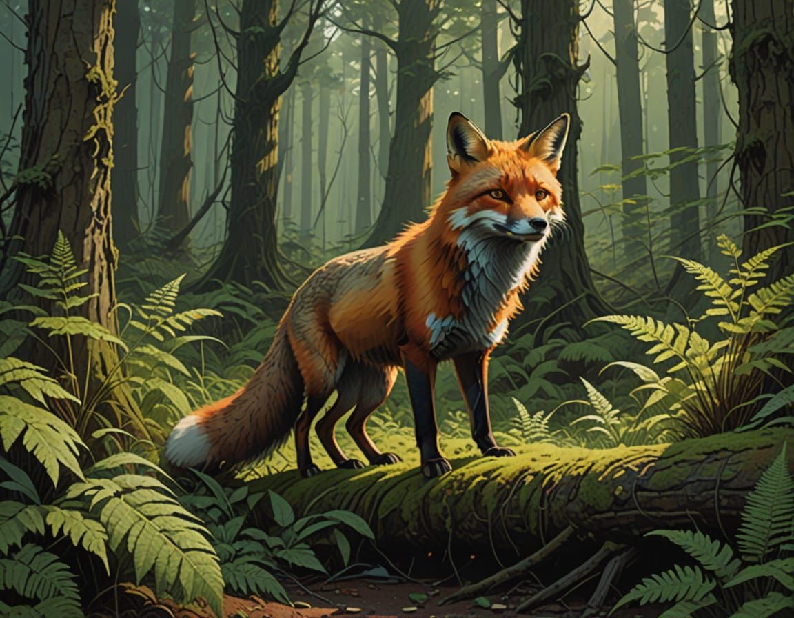 Mystical Forest Fox in Coppery Hues