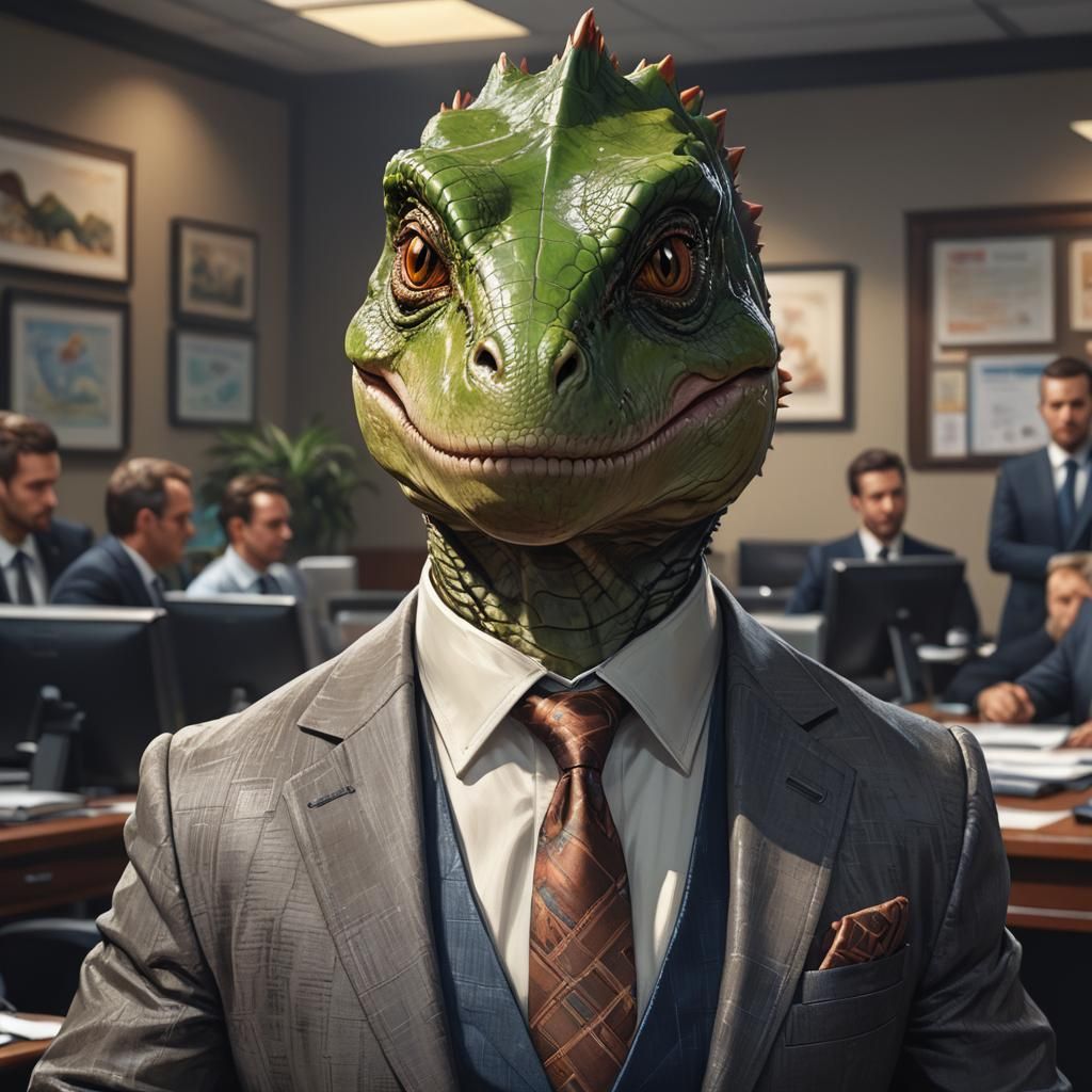 Baby Dinosaur Manager: Hyperdetailed Digital Portrait