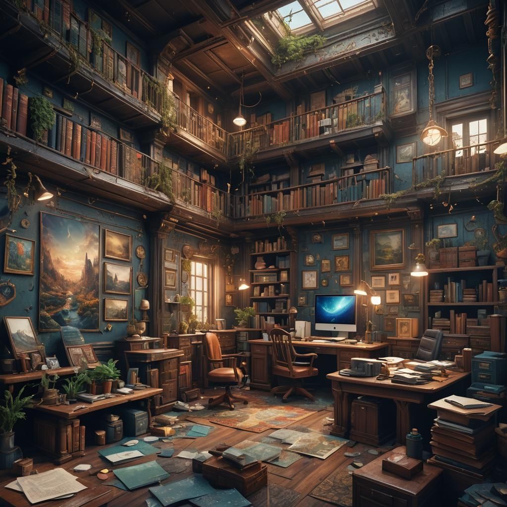Detailed Matte Painting of a Real Office