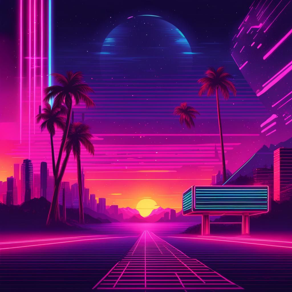 Synthwave Neon Retro Scene