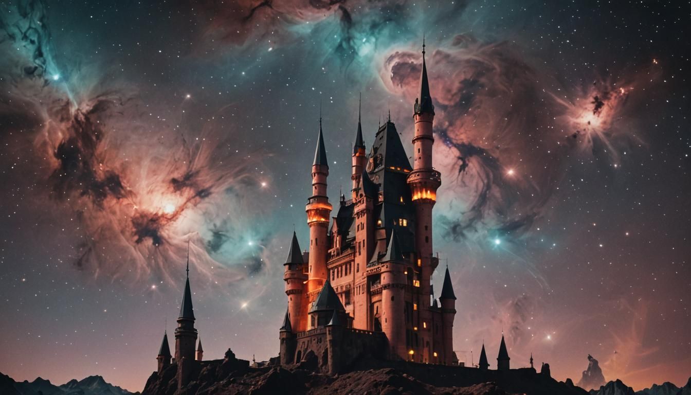Orion Nebula Space Castle in Cinematic Style