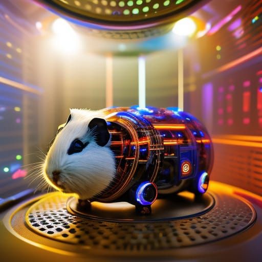 Hyperrealistic Cybernetic Guinea Pig Computer Concept Art