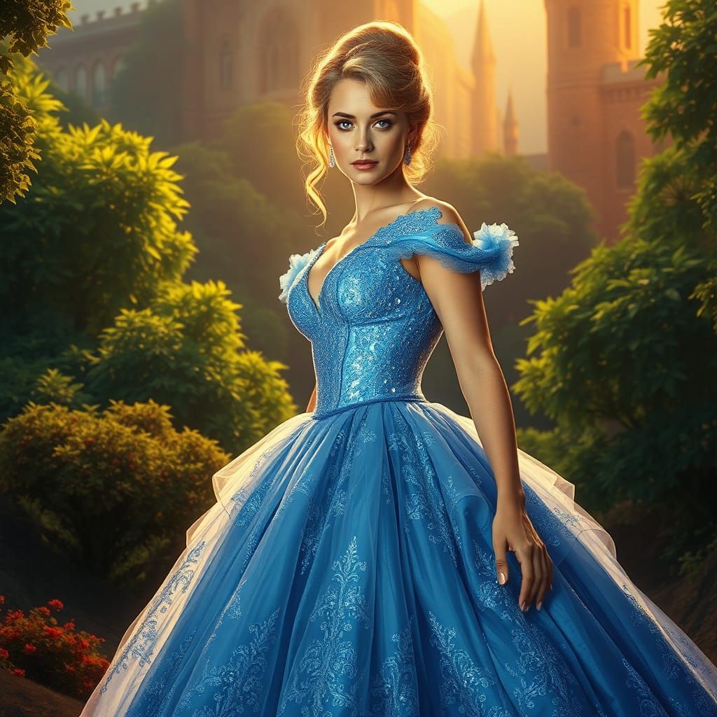 Sharon Stone as Cinderella in Hyperrealistic Style