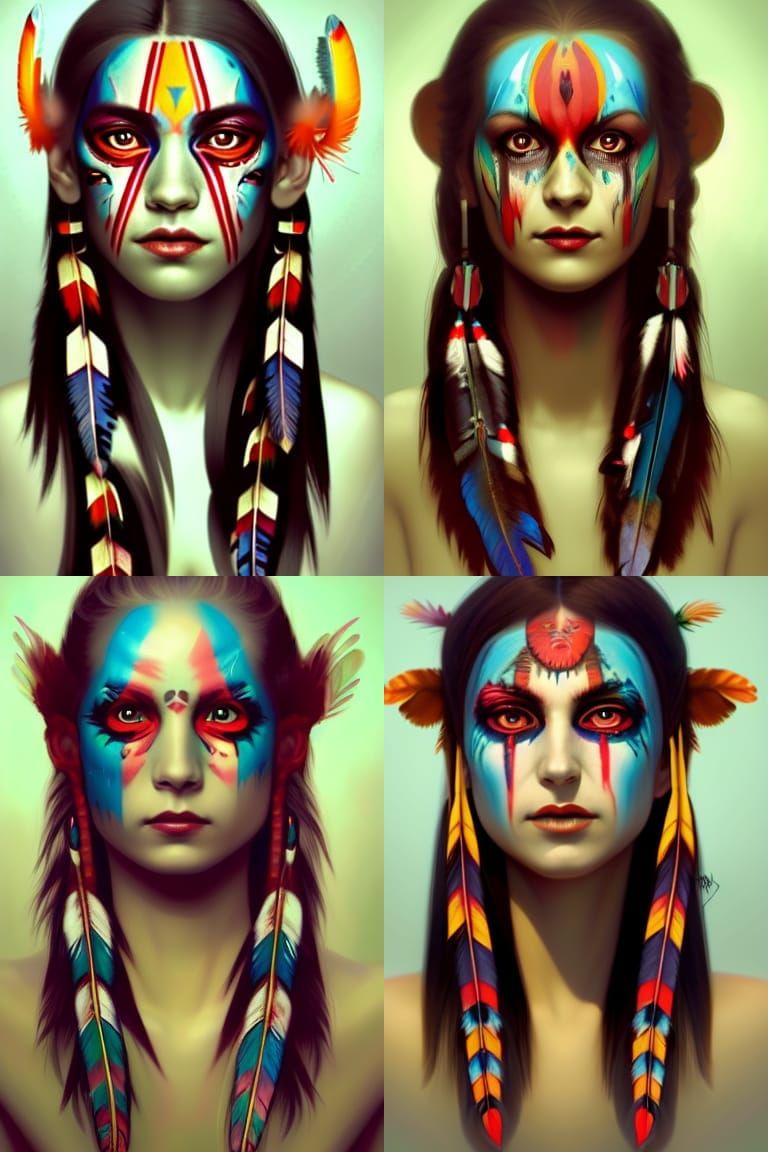 Sinister Native American Demon Girl Portrait