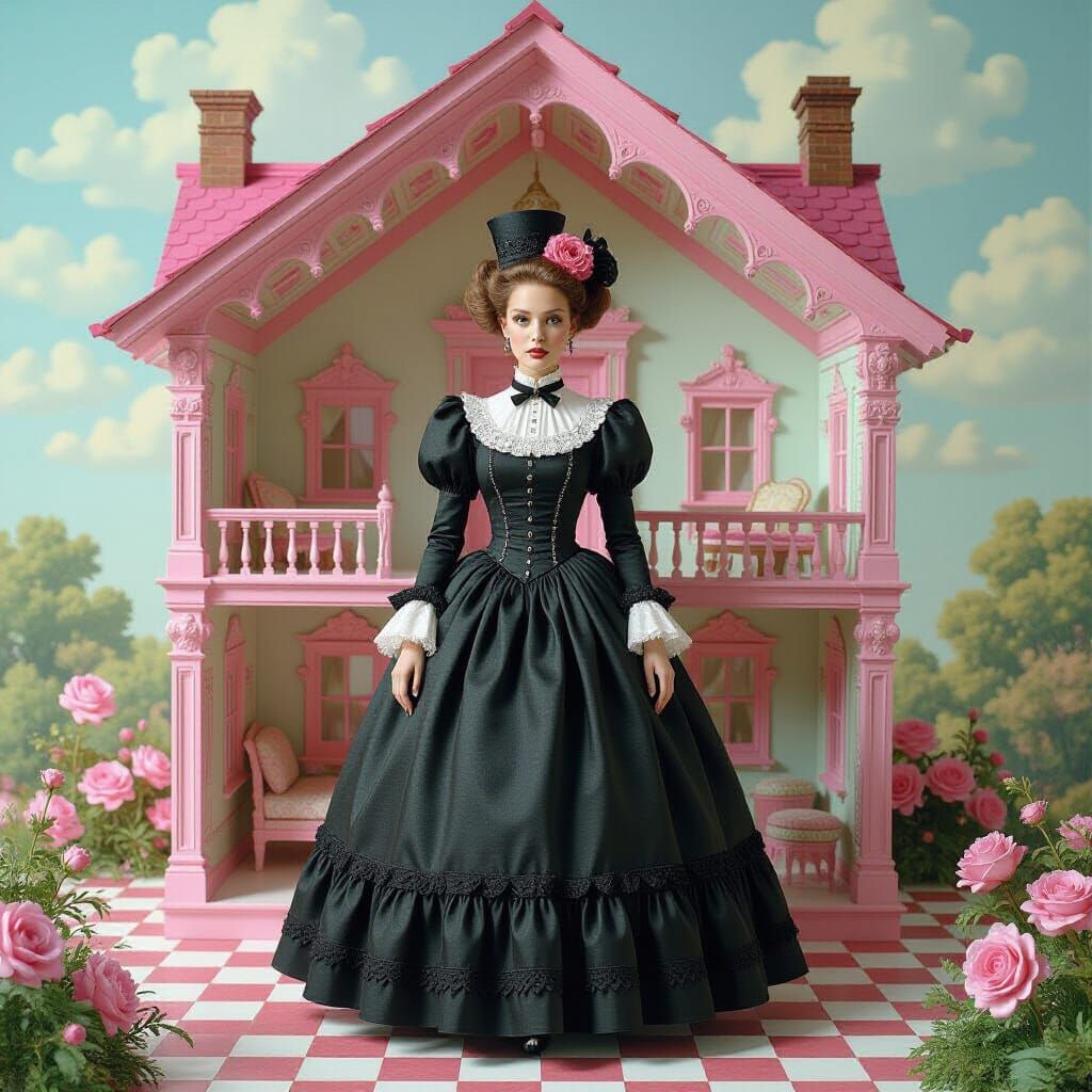 Surreal Dollhouse Portrait in Pop Surrealism Style