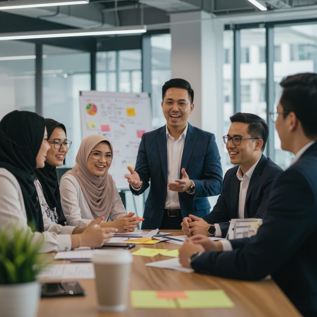 Malaysian HR Professionals Collaborate in Modern Office