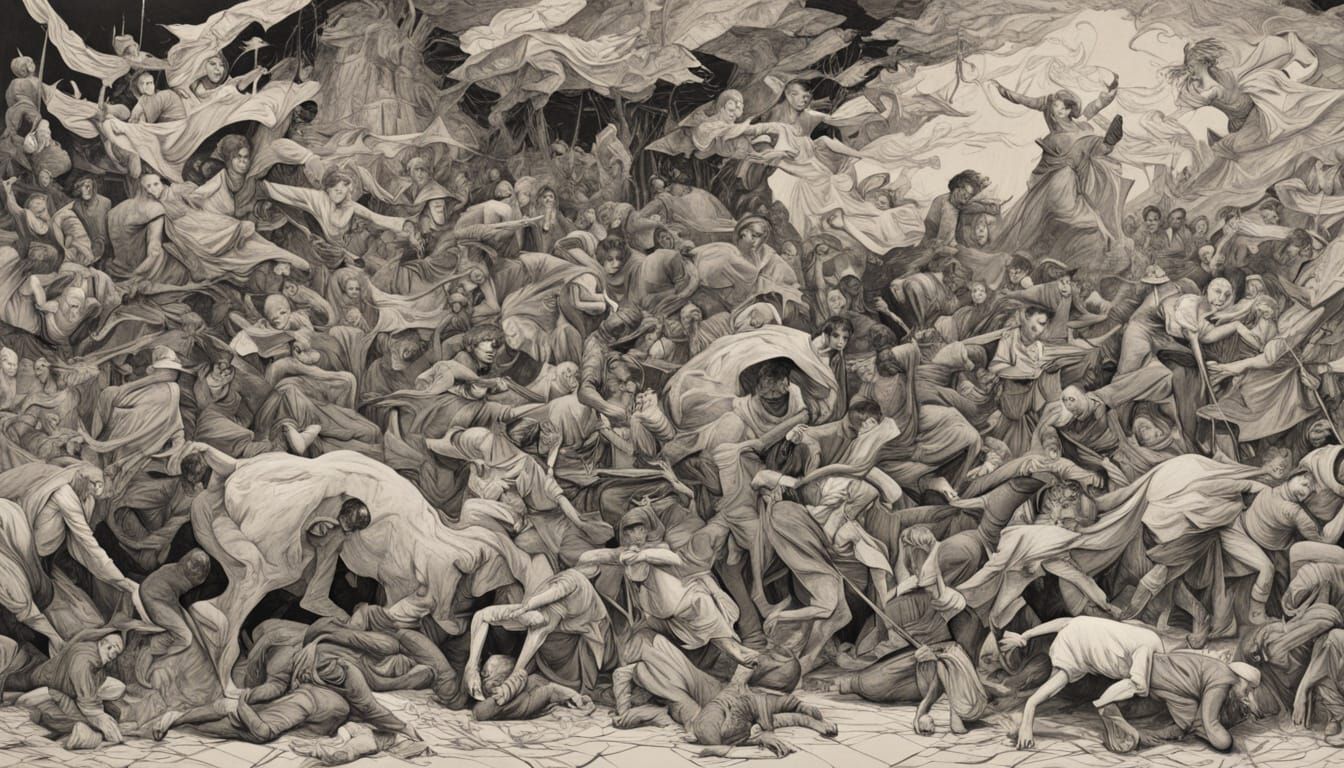 Mural Inspired by Ink Drawings with Chaotic Lines