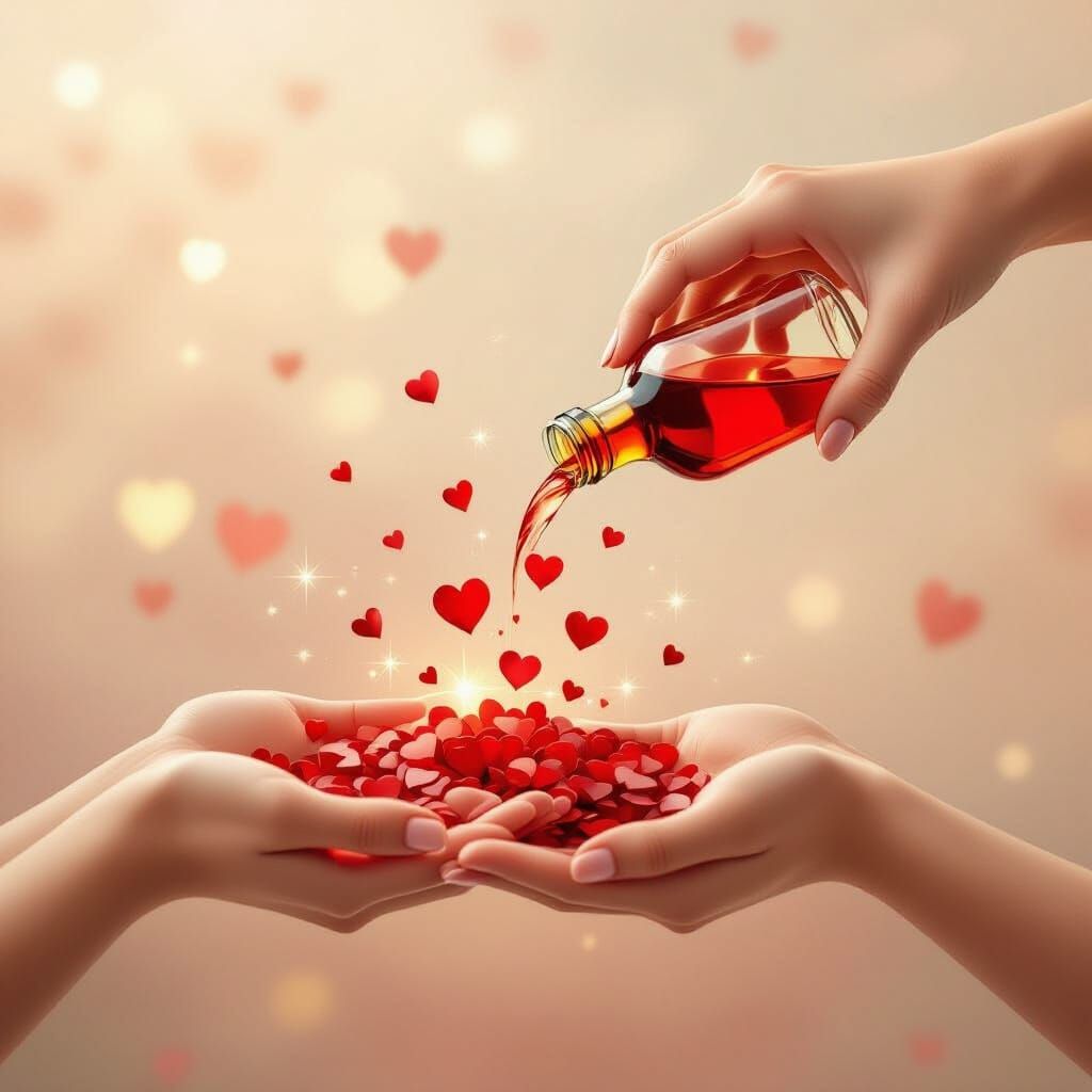 Magical Love Concept with Miniature Hearts in Fantasy Art St...