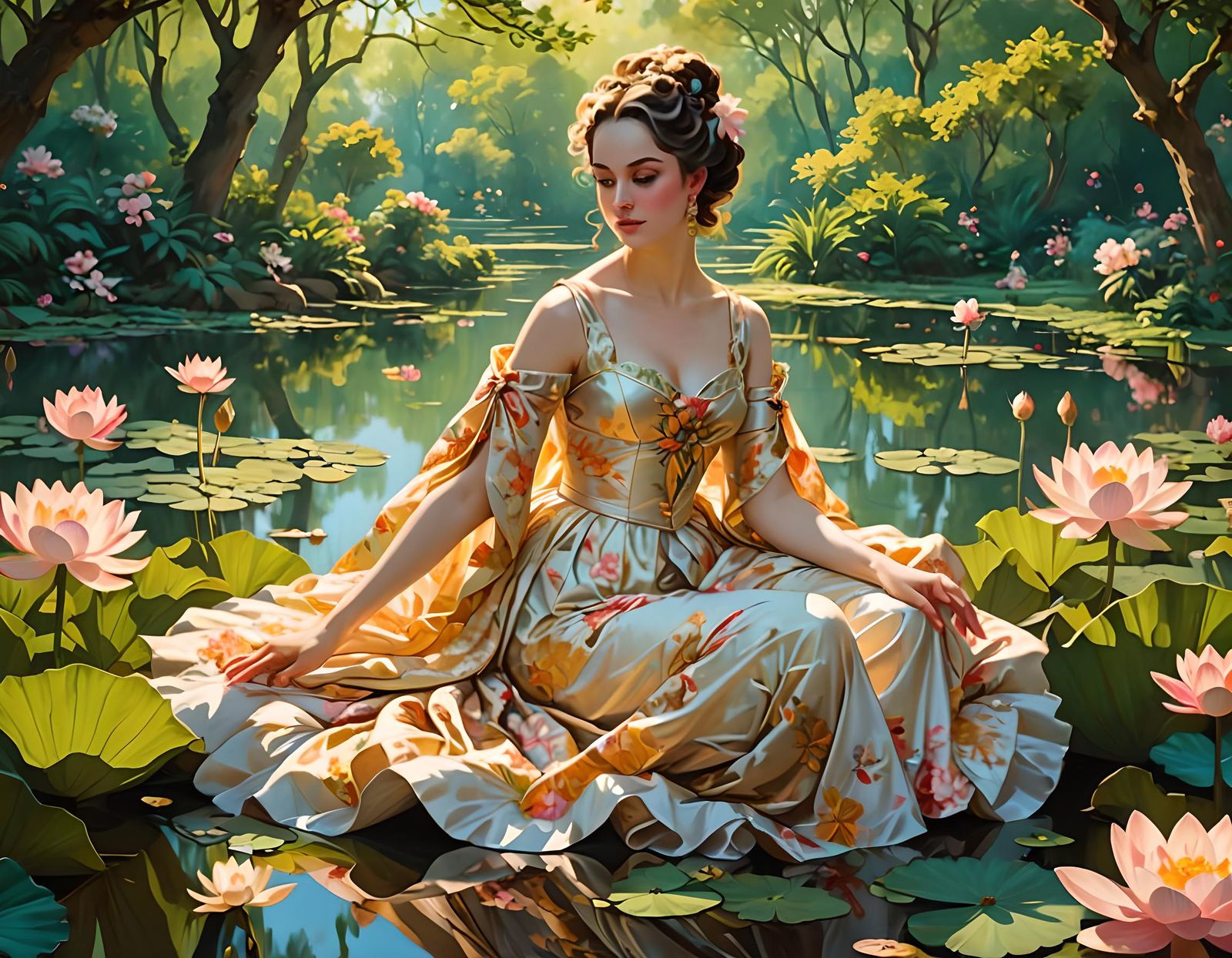 Goddess Venus in a Rococo Lotus Pond