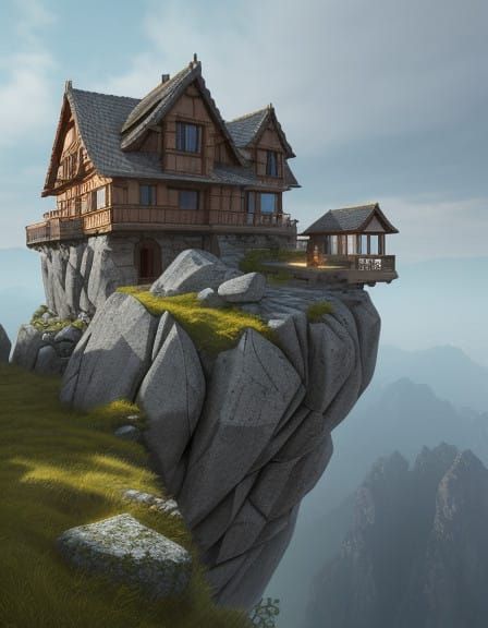 Mountain Rock House in Dramatic Landscape