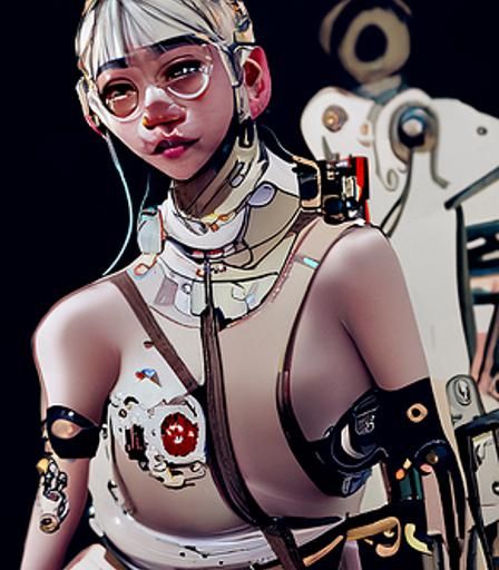Hyperdetailed Cyberpunk Cyborg Girl Concept Art