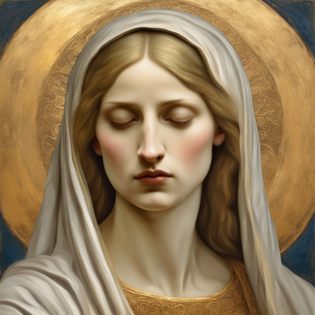 Divine Anguish in Celestial Realm Oil Painting