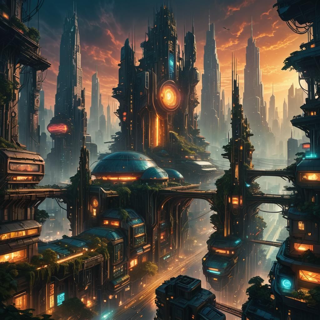 Futuristic City: Dystopian-Utopia Concept Art