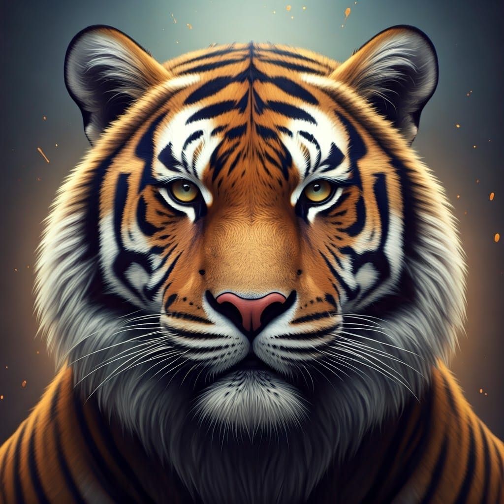 Regal Tiger Portrait in Vibrant Art Nouveau Style