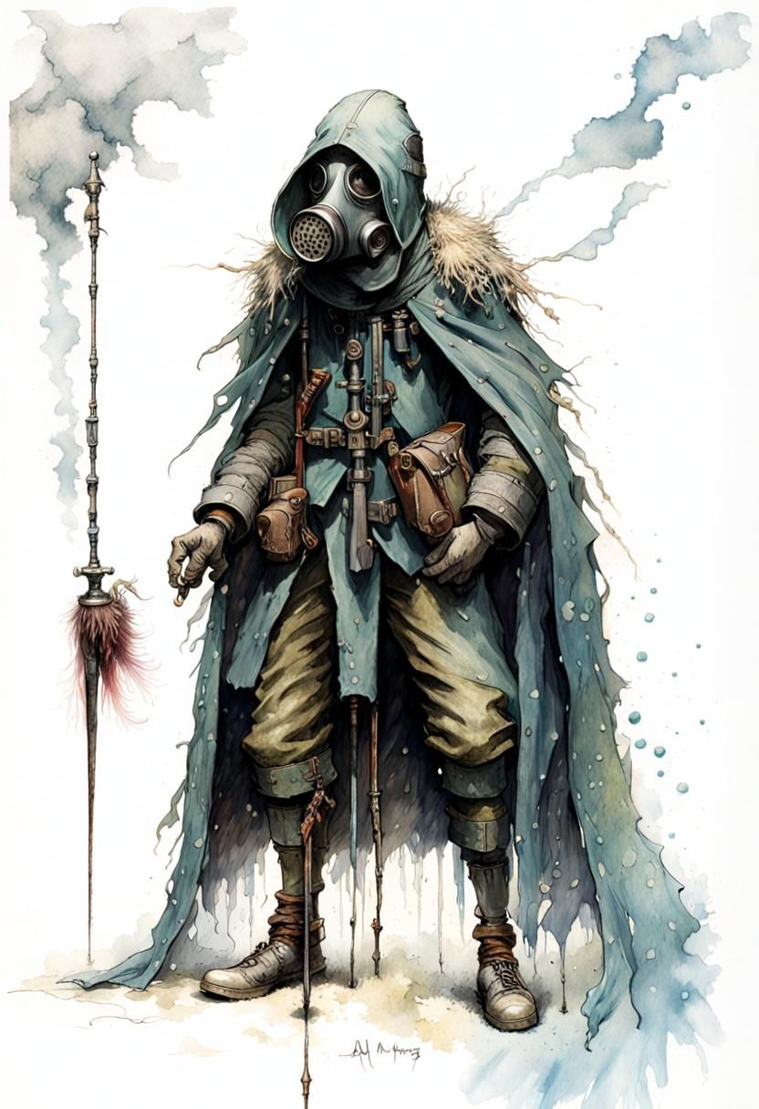 Eldritch Warrior in Gas Mask with Lance