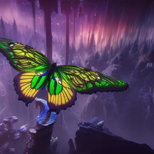 Butterfly Aurora Borealis: Fantasy Concept Art