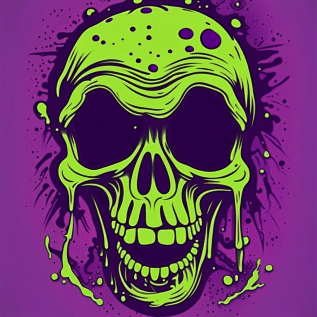 Vibrant Punk Music Poster in Green and Purple