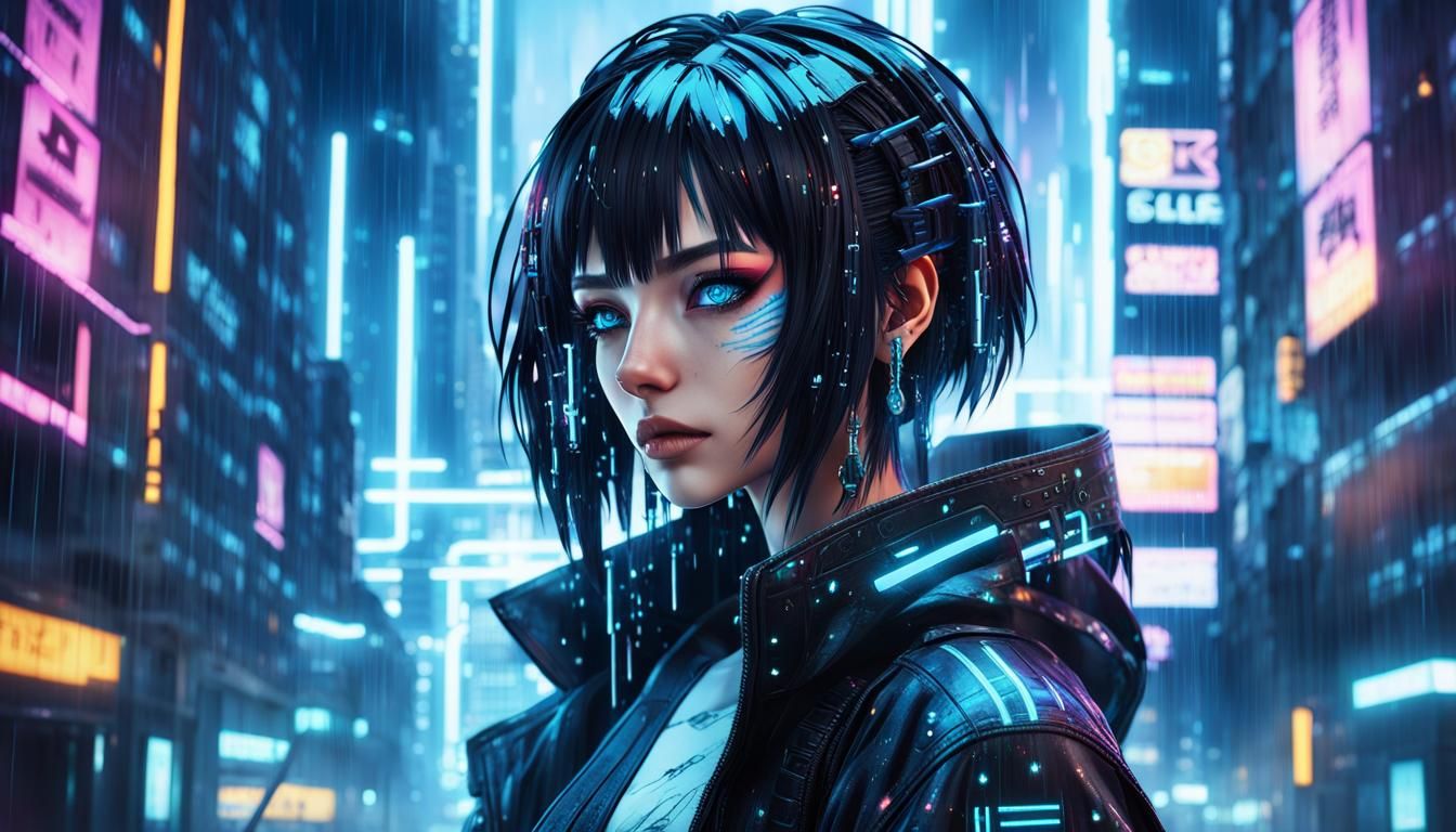 Cyberpunk Anime Goddess in Neon City