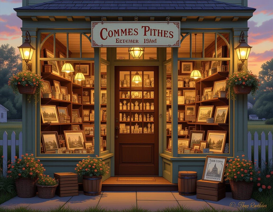 Nostalgic Country Storefront at Sunset in Hyperrealism Style