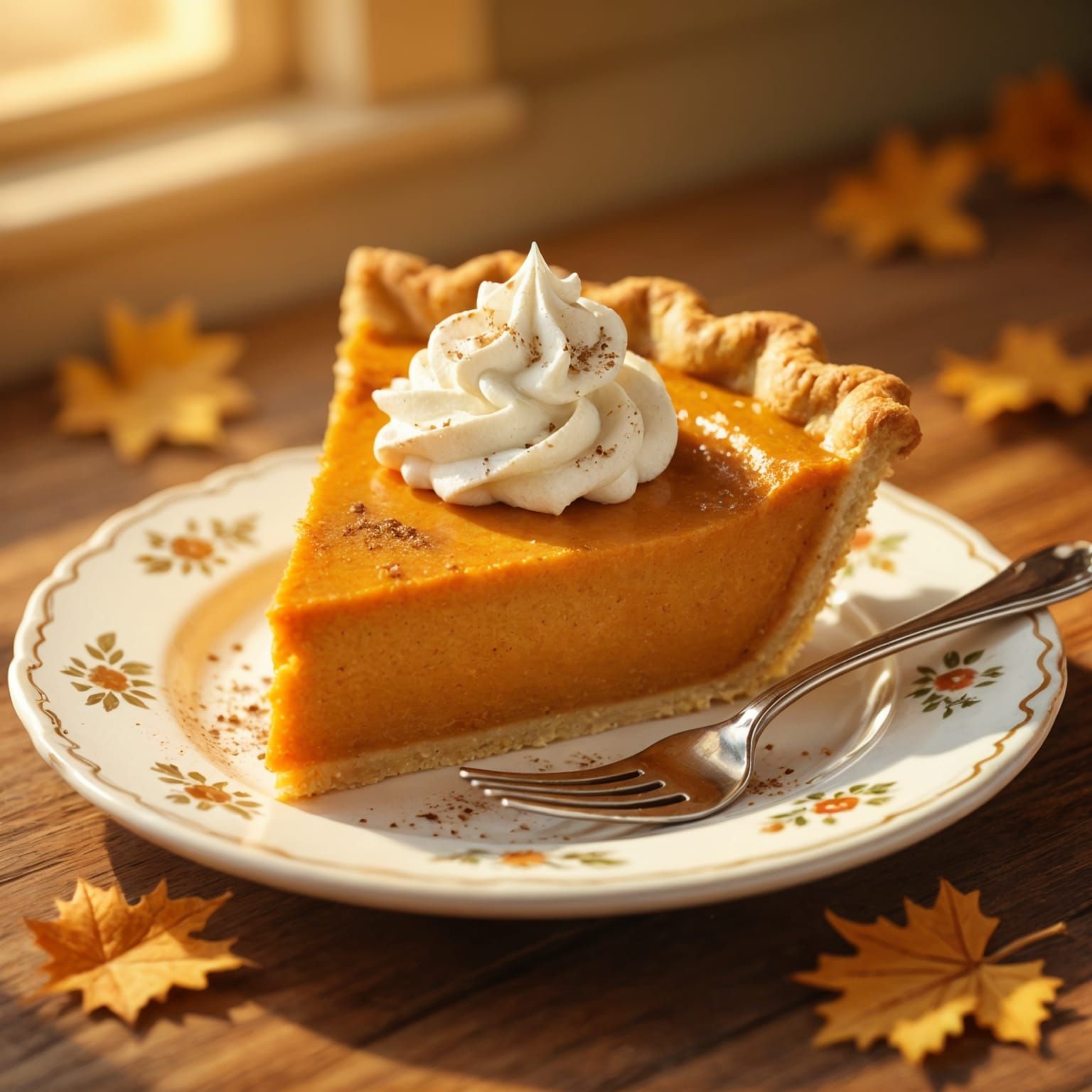 Cute Pumpkin Pie with Cream Topping