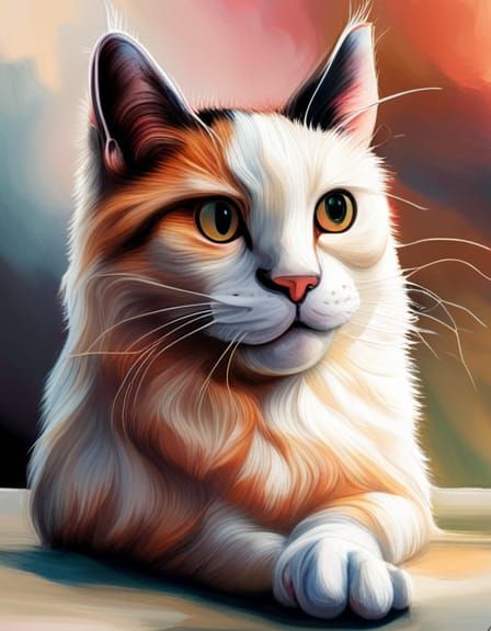 Hyperrealistic Calico Money Cat in Splash Art Style
